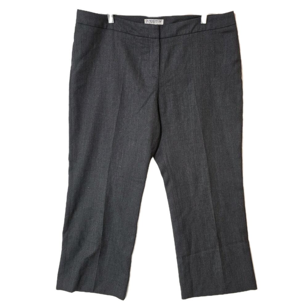 Pendleton Petite Women 16 Charcoal Gray 100% Virgin Wool Dress Pants Career